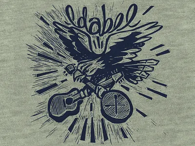 Featured Friend - Idabel americana bald eagle banjo drum sticks eagle featured friends guitar hand cut hand drawn illustration linocut