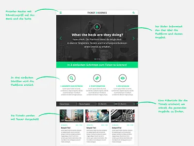 Science Shop, school project quick draft school screendesign website