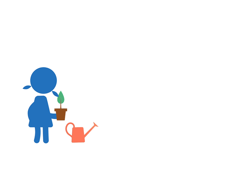 Girl Watering Can 2d animation flower people stick watering