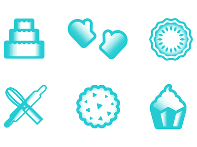 Bakery Startup Icons bake blue cake cookie cupcake display green icons logo pastry pie utensil