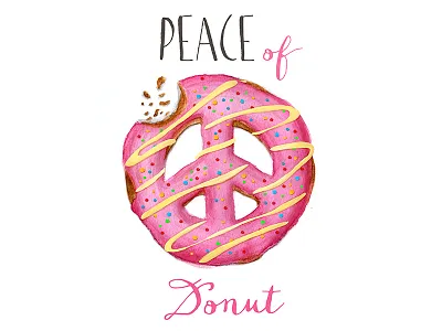 Peace of donut design donut drawing food illustration sweet symbol watercolor