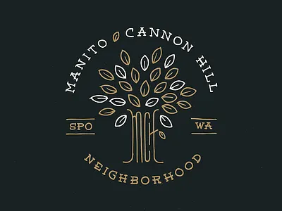 Manito/Cannon Hill Badge badge brand hand illustration lettering local logo neighborhood tree