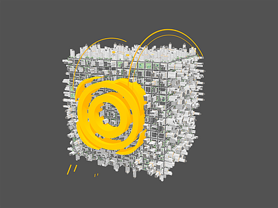 BH Block 3d board city cube movement story yellow