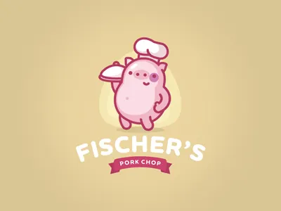 Fischer's pork chop chop cooker eat fischers logo meal meat pig pork zerographics