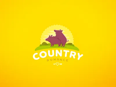 Country romance country farm logo love pig pork romance zerographics