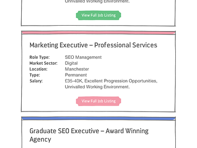Playful Job Listings colour hand drawn itsmellor job list ui