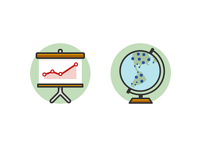 Icons chart globe graph icon