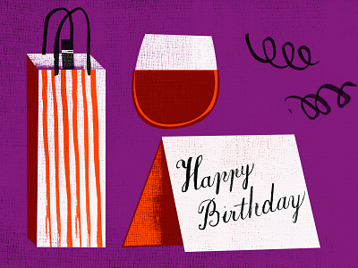 The Gift of Wine bag card gift glass happy birthday script texture wine