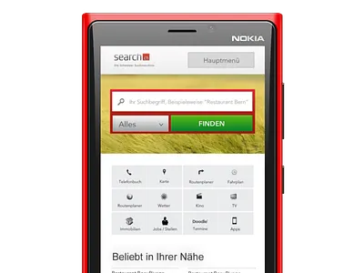 Search.ch mobile website Sketch mobile website sketch