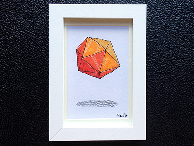 Icosahedron copic geometry hand drawn icosahedron ink markers