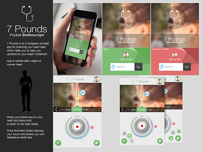 7 Pounds health mobile stethoscope ui ux