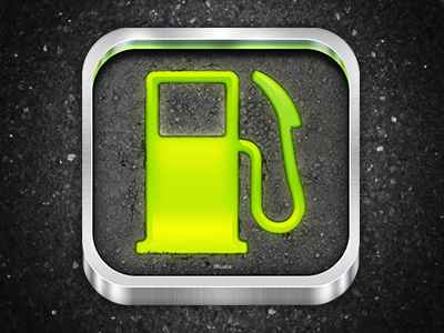 Fuel App Icon 3d asphalt frame fuel glow green icon ios iphone metal