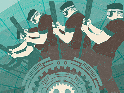 Work! heroes lever lo tech propaganda pull work