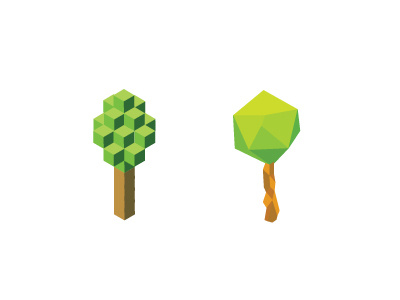 Tree studies clean illustration minimal polygons