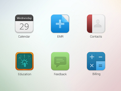 Icon set billing calendar contacts education emr feedback icon medical