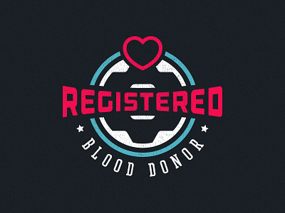 Registered Blood Donor Badge badge ball blood donor emblem football heart logo mark star texture