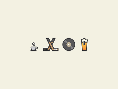 Personal Icons beer coffee hockey icons illustration record vector