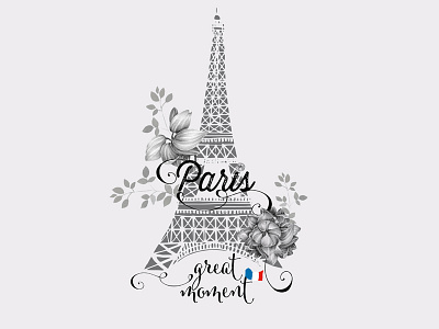 Paris (great moment) architecture card cute drawing eiffel elegant france illustration paris tower travel