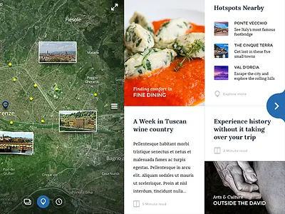 Travel Magazine Grid Exploration article content grid lora magazine map montserrat structure travel typography web