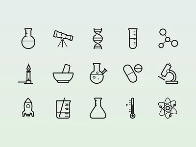 Science Icons biology chemistry flat geek icon icons physics science thin ui vector web