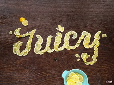 Juicy Lemon Typography food lettering food type food typography hand crafted juicy lemon lettering summer type typography yellow