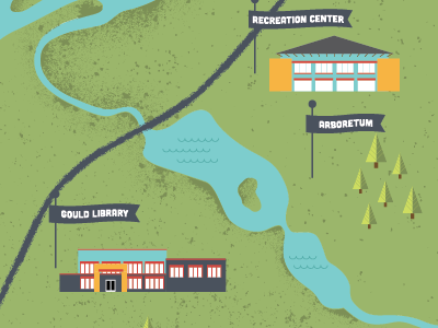 Infographic Map building flag icons illustration infographic lake map tree