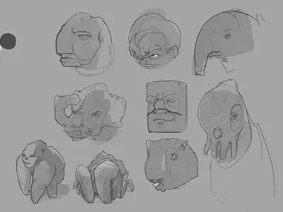 lunch sketch creature face sketch