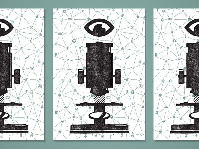 PC022 doodles eye eyeball illustration microscope postcard print screenprint silkscreen tiny