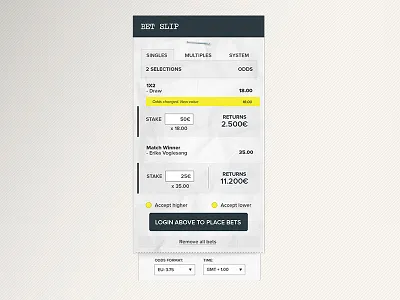 Bet slip paper sportsbook ui