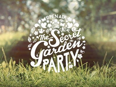 party logo handlettering open air party secret garden