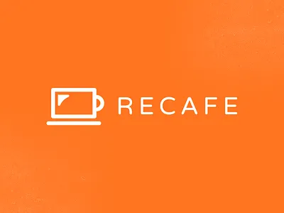 Recafe branding clever logo coffee coffee logo cup cup logo design it laptop logo logo orange smart logo