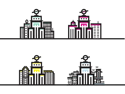 Itty Bitty Cities black brooklyn city design illustration linear new york nyc pixel skyline urban white