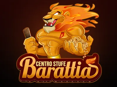 Logo Mascot "Centro Stufe Barattia" business character fire flame lion logo mascot