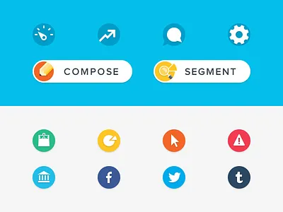 Icons, Buttons, & Badges badge bag button chart chat cog cursor dashboard icon shopping social