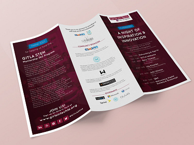 Girls In Tech Event Brochure brochure event itinerary ribbon sponsors tri fold