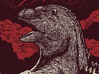 Thorns! digital godzilla gojira illustration pestmeester poster print silkscreen