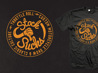 Throttle Roll '14 - Stock Sucks illustration motorcycle tshirt