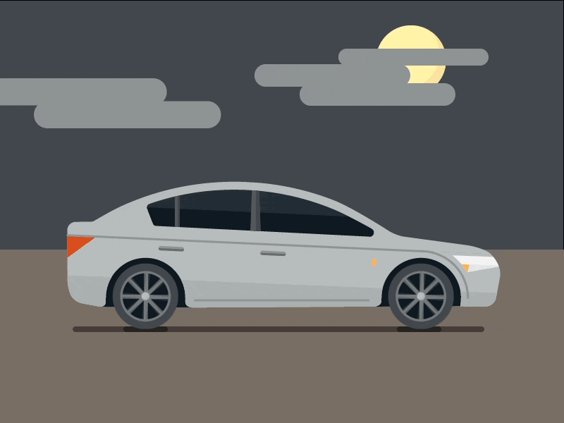 Midnight Drive Animation car desert drive flat gif illustration motion