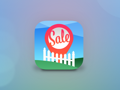 Yard Sale Finder Icon app app icon fence flat icon ios ios 7 map marker photoshop sale yard yard sale