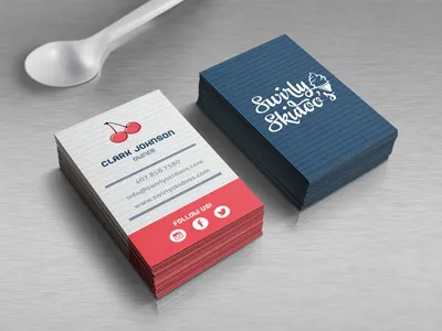 Swirly Skidoo's Business Cards branding business cards logo misregistration retro vintage