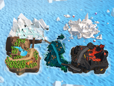 Islands cinema4d game islands low poly lowpoly mounts nature polygonal sea water