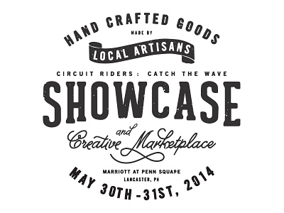 Showcase! black event promo script serif texture type typography vintage