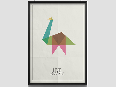 live simply bird colour design origami poster vector