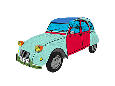 Psychedelic 2CV 2cv car cartoon citroen colour photoshop