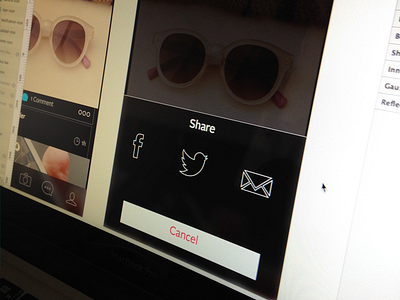 Share Screen appdesign button cancel email facebook ios7 iphone popup red sketch social twitter