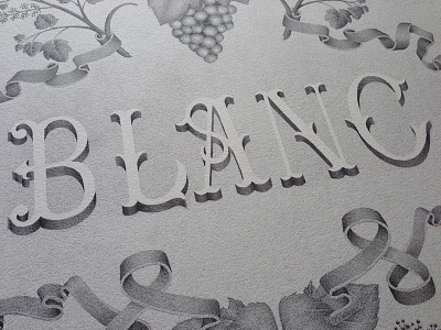 Detail shot - BLANC artist dots floral hand lettering handmade lettering letters ribbon rotring stippling typography wine