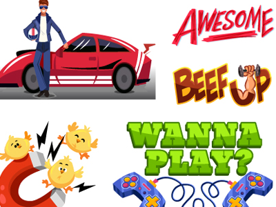 Viber Man Up Sticker Collxn cars chick date game magnet man men money pack play race steak