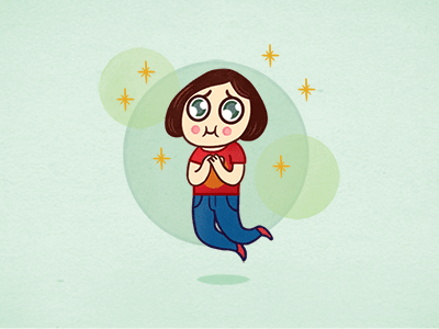 Hello, dribbble animation chibi fly gif hello japan levitate mimimi self portrait sparkle star