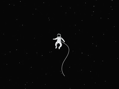 Kosmos Poshel astronaut black illustration one space stars