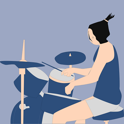 beautiful woman playing drums equipment